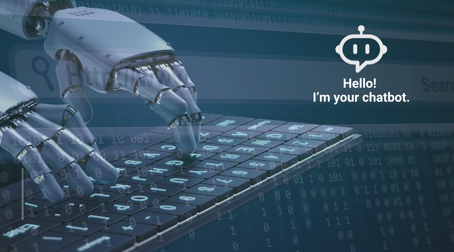 robot hands typing on keyboard artificial intelligence hands typing on keyboard